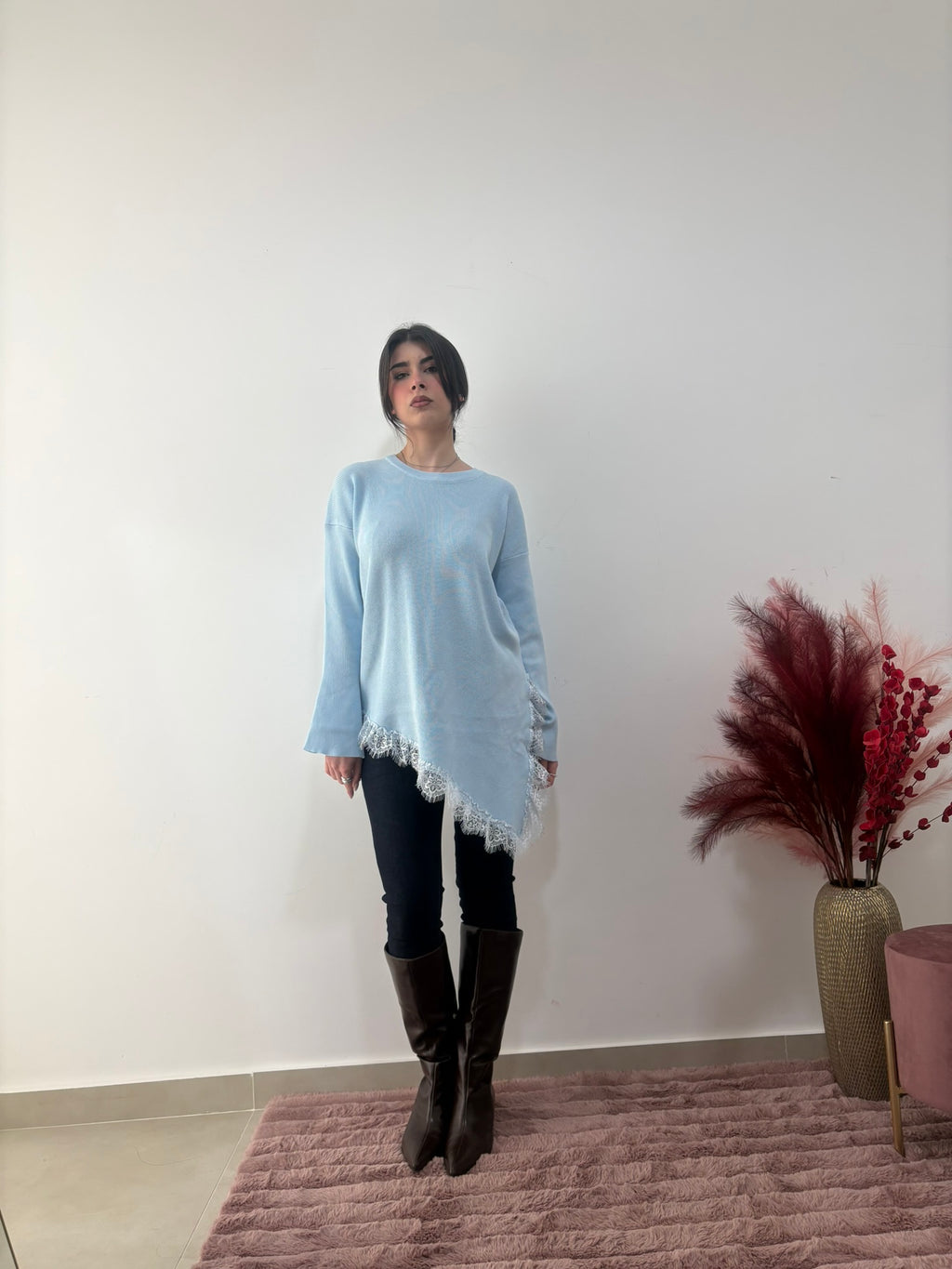 MAGLIA IN FILO CON  PIZZO  – PETALI DI PIZZO