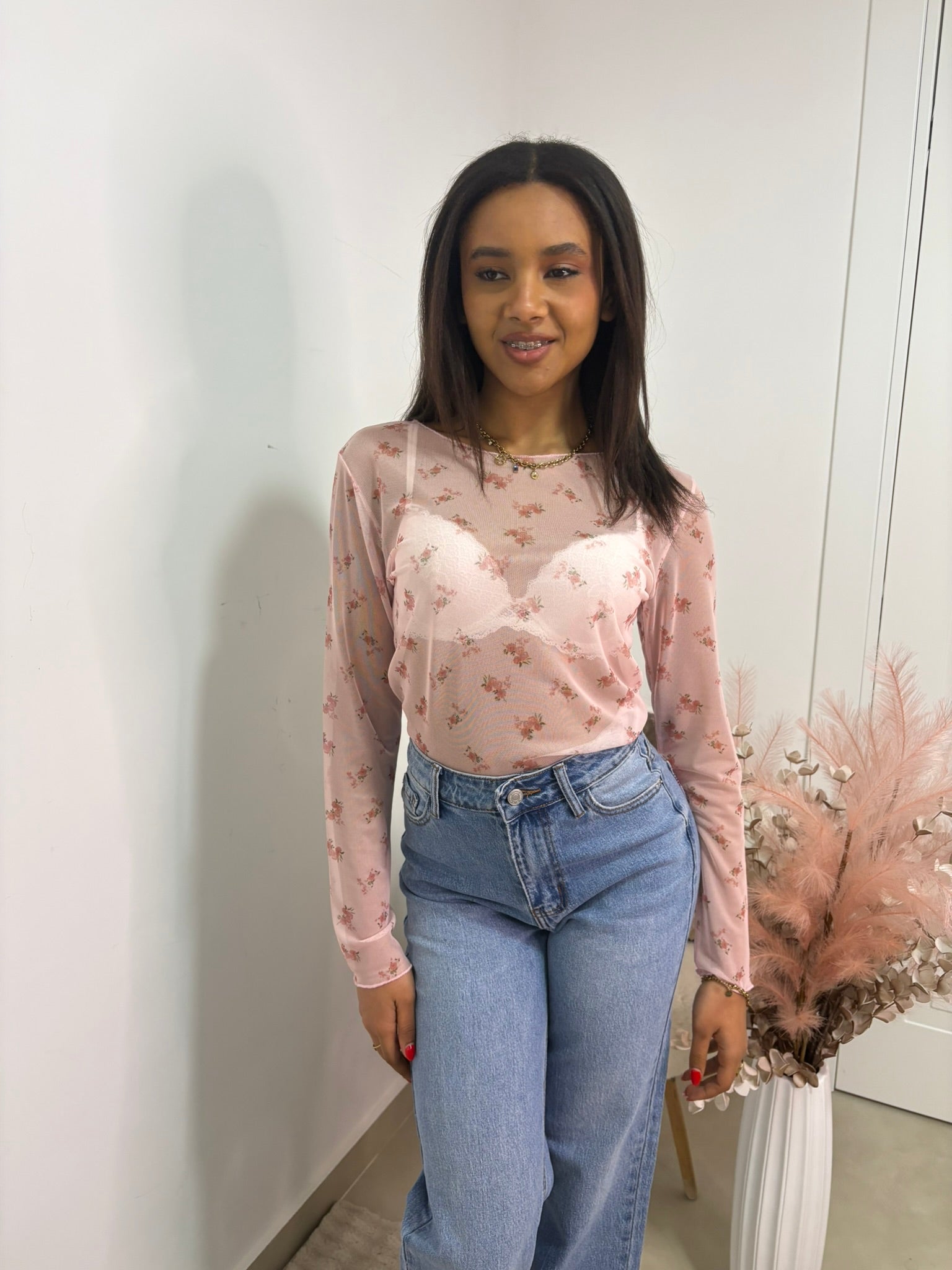 MAGLIA SEMITRASPARENTE  - " FLORAL"